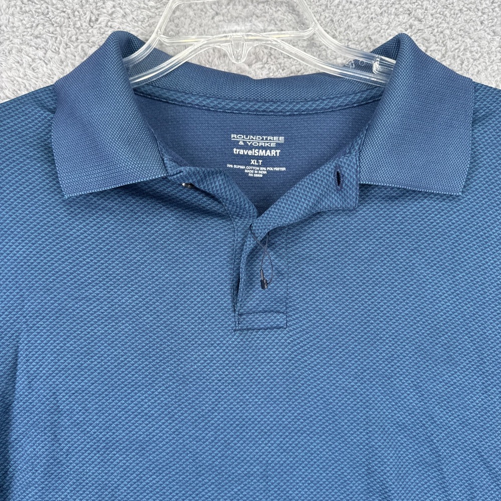 Roundtree & Yorke TravelSmart Polo Shirt Mens XLT Blue Long Sleeve Supima Cotton